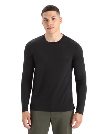 Men's Icebreaker Merino Sphere II T-Shirt Long Sleeve Black | CA 1716HAPK